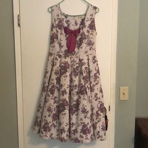 Bettie Page by Tatyana dress. Purple flowers with bow.